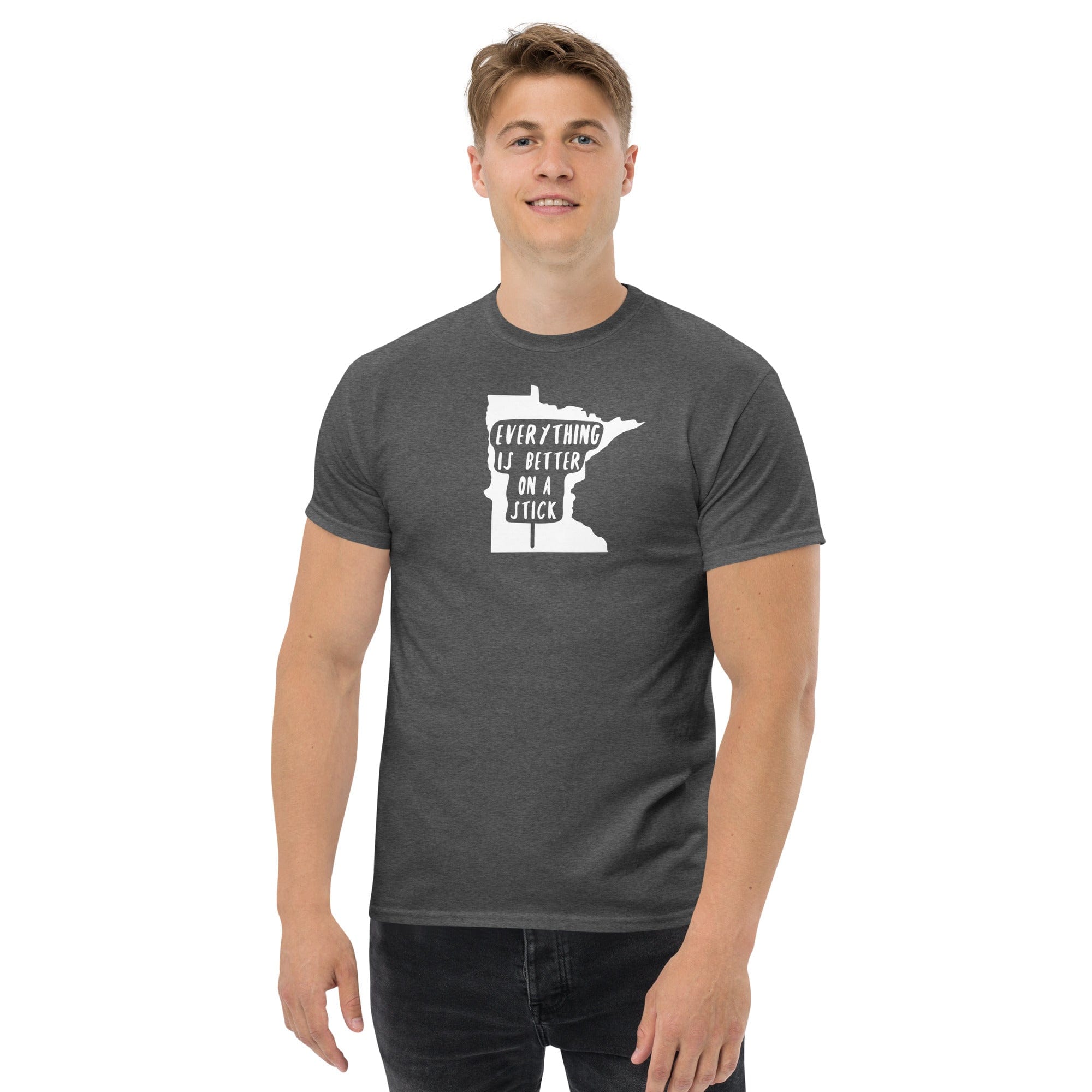 Minnesota State Fair "Everything Is Better on a Stick" Men's Classic Tee ThatMNLife Dark Heather / S Minnesota Custom T-Shirts and Gifts