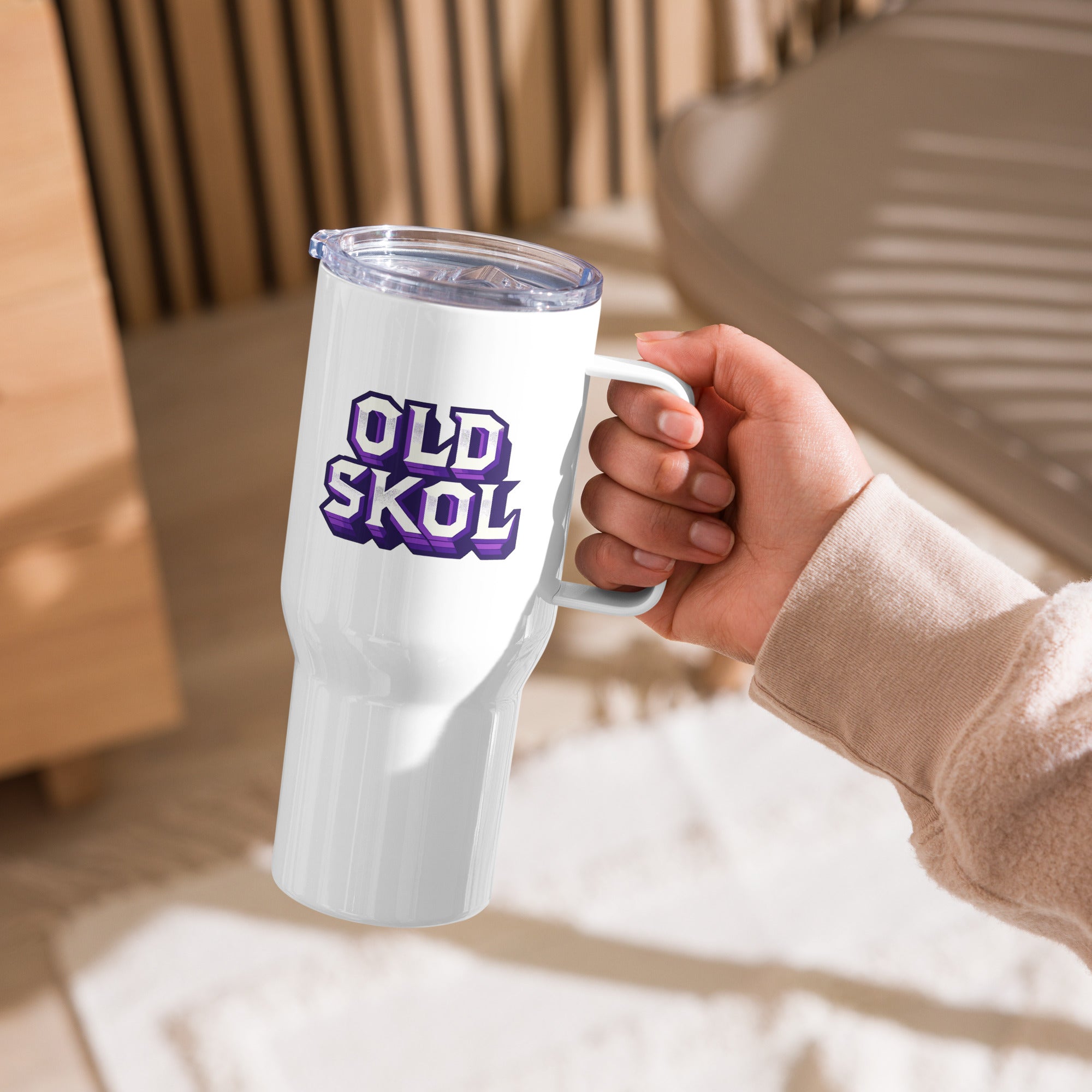 Old Skol Minnesota Vikings Fan Travel Mug with Handle