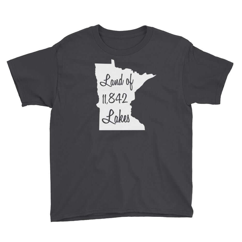 Land of 11,842 Lakes - Minnesota 10,000 Lakes Youth T-Shirt ThatMNLife T-Shirt Black / S Minnesota Custom T-Shirts and Gifts