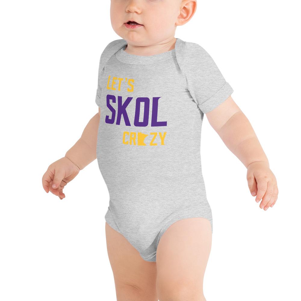 Let's Skol Crazy Minnesota Vikings Football Fan Skol Toddler Baby Onesie ThatMNLife Athletic Heather / 3-6m Minnesota Custom T-Shirts and Gifts