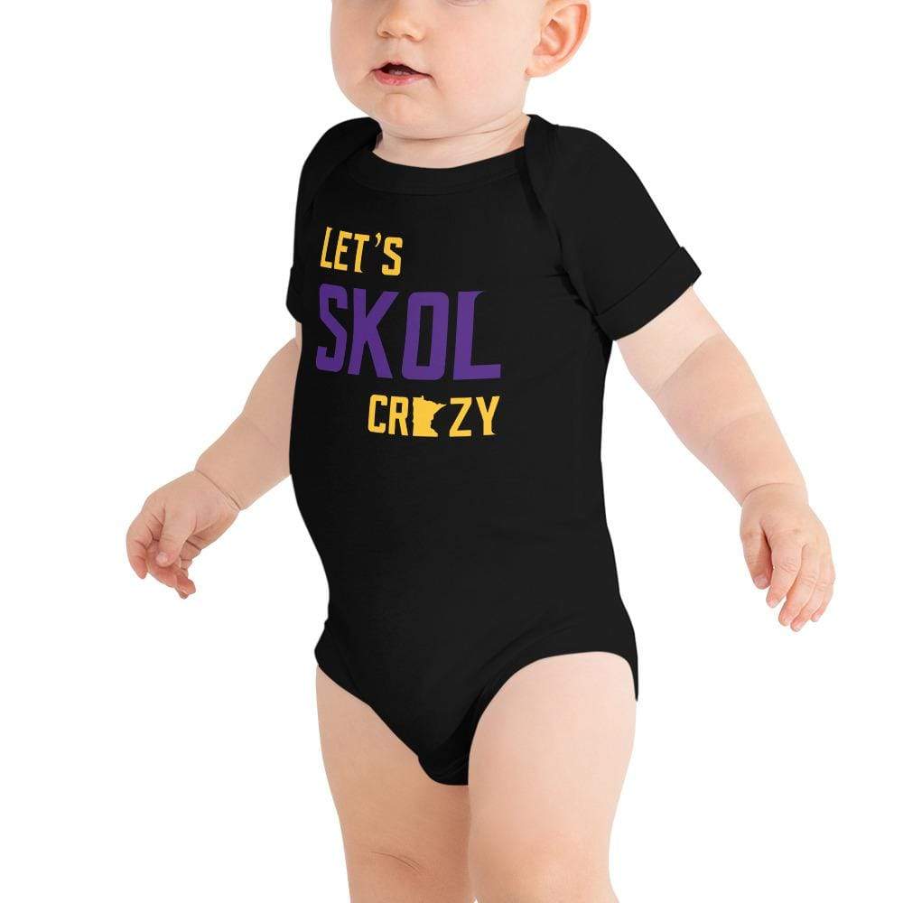 Let's Skol Crazy Minnesota Vikings Football Fan Skol Toddler Baby Onesie ThatMNLife Black / 3-6m Minnesota Custom T-Shirts and Gifts