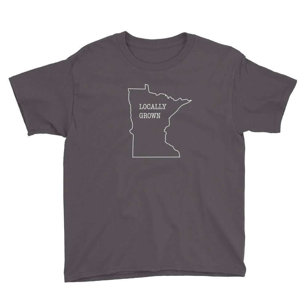 Locally Grown in Minnesota - Youth T-Shirt ThatMNLife T-Shirt Charcoal / S Minnesota Custom T-Shirts and Gifts