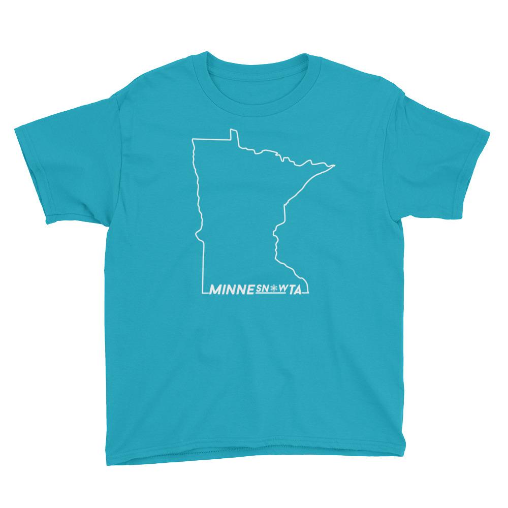 MinneSNOWta - Youth T-Shirt ThatMNLife T-Shirt Caribbean Blue / S Minnesota Custom T-Shirts and Gifts