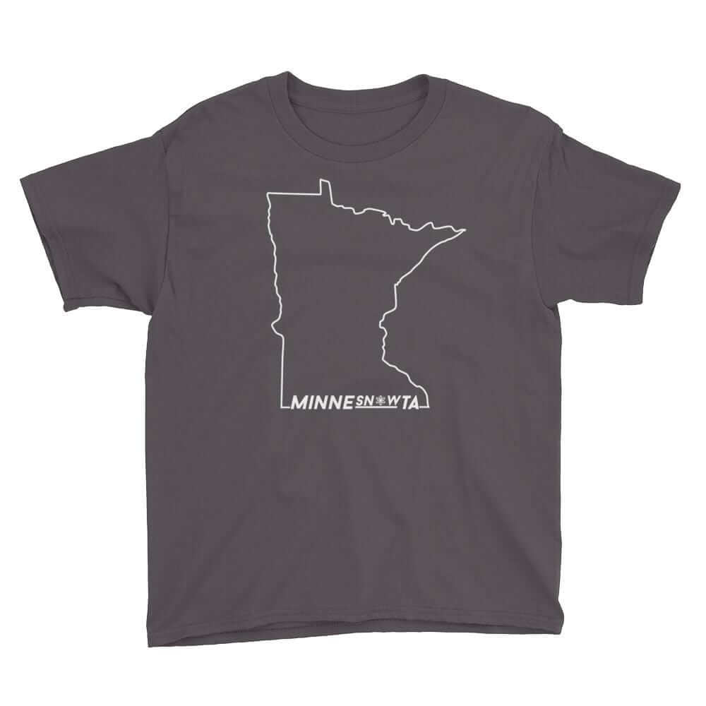 MinneSNOWta - Youth T-Shirt ThatMNLife T-Shirt Charcoal / S Minnesota Custom T-Shirts and Gifts