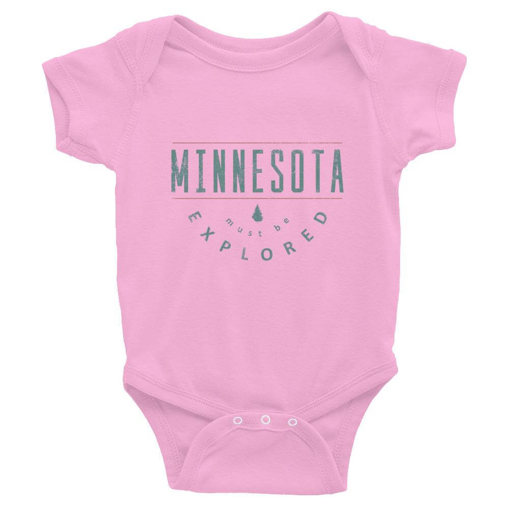 Minnesota Must Be Explored Baby Onesie ThatMNLife Baby Onesie Pink / 6M Minnesota Custom T-Shirts and Gifts