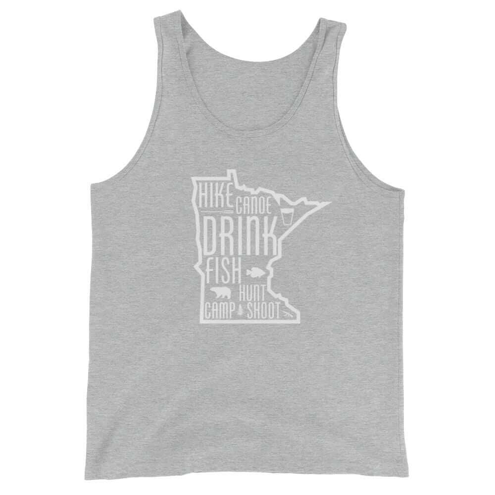 Minnesota Outdoors Hike Canoe Fish Hunt Camp Shoot MN Men's/Women's Tank Top ThatMNLife Tank Top Athletic Heather / XS Minnesota Custom T-Shirts and Gifts