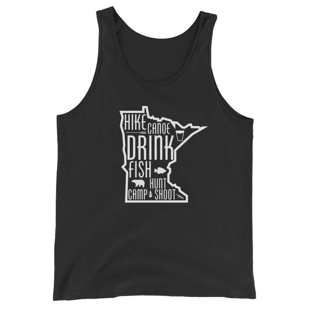 Minnesota Outdoors Hike Canoe Fish Hunt Camp Shoot MN Men's/Women's Tank Top ThatMNLife Tank Top Black / XS Minnesota Custom T-Shirts and Gifts