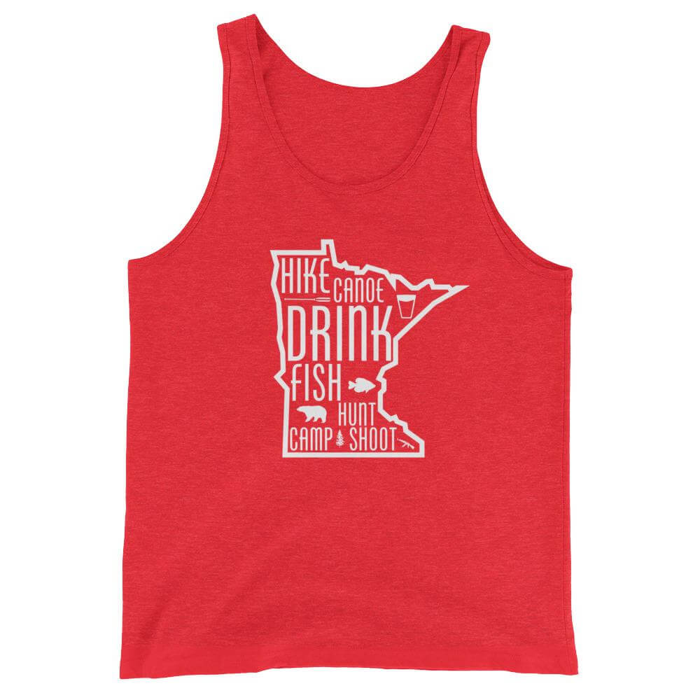 Minnesota Outdoors Hike Canoe Fish Hunt Camp Shoot MN Men's/Women's Tank Top ThatMNLife Tank Top Red Triblend / XS Minnesota Custom T-Shirts and Gifts