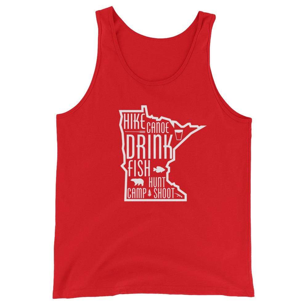 Minnesota Outdoors Hike Canoe Fish Hunt Camp Shoot MN Men's/Women's Tank Top ThatMNLife Tank Top Red / XS Minnesota Custom T-Shirts and Gifts