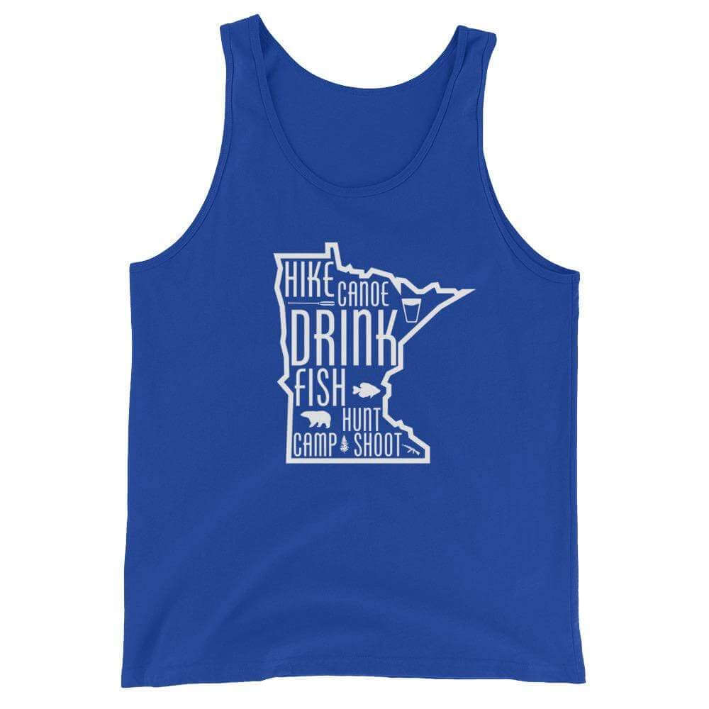 Minnesota Outdoors Hike Canoe Fish Hunt Camp Shoot MN Men's/Women's Tank Top ThatMNLife Tank Top True Royal / XS Minnesota Custom T-Shirts and Gifts