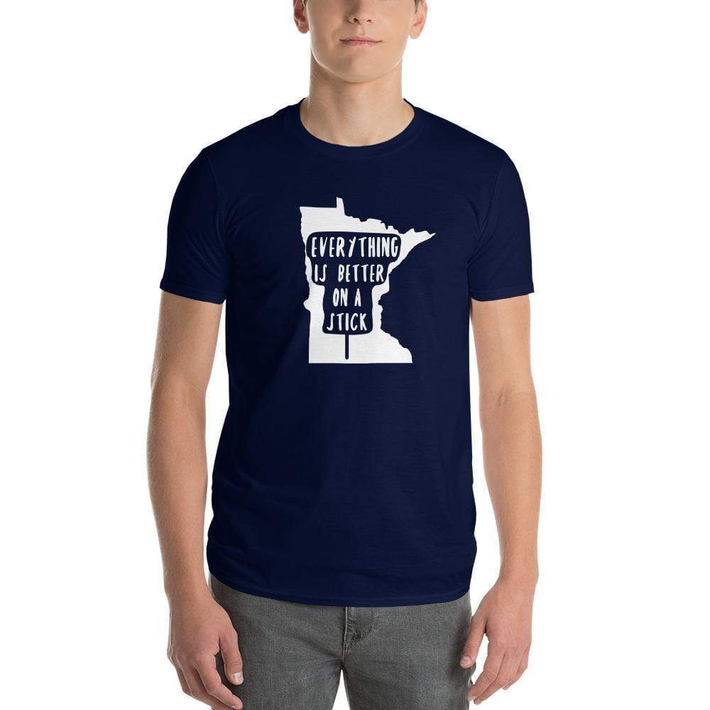 Minnesota State Fair "Everything Is Better on a Stick" Men's/Unisex T-Shirt ThatMNLife T-Shirt Navy / S Minnesota Custom T-Shirts and Gifts