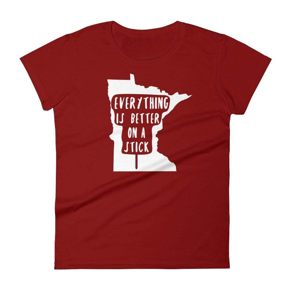 Minnesota State Fair "Everything Is Better on a Stick" Women's T-Shirt ThatMNLife T-Shirt Independence Red / S Minnesota Custom T-Shirts and Gifts