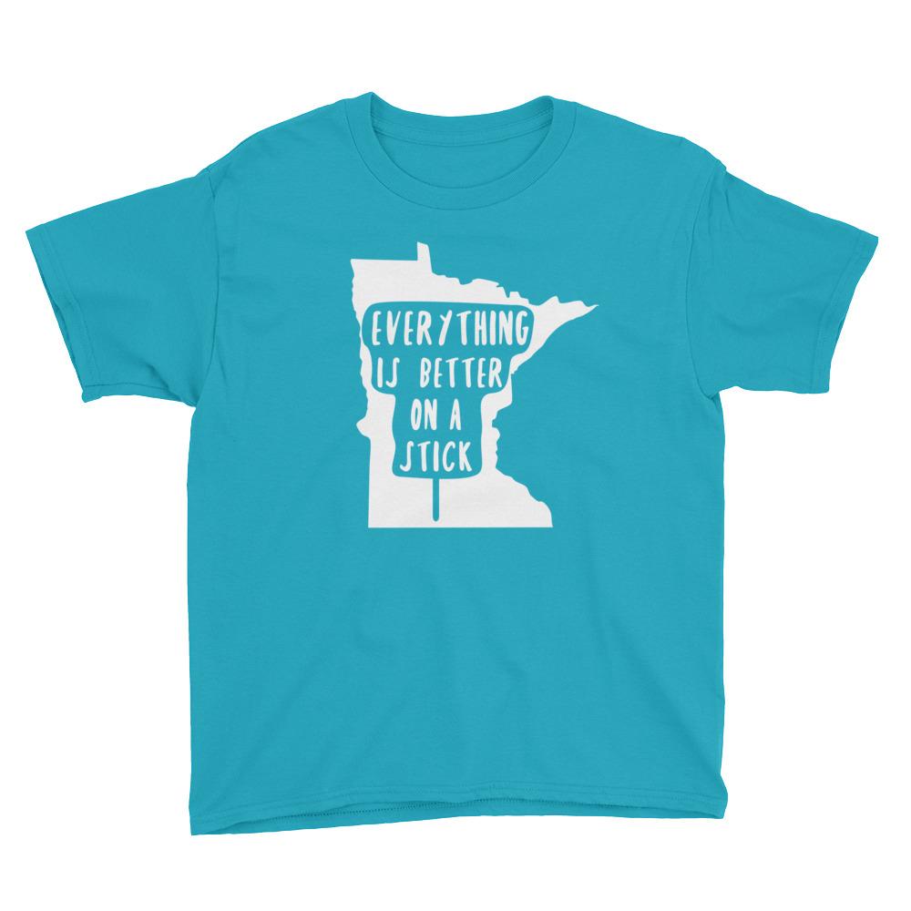 Minnesota State Fair "Everything Is Better on a Stick" Youth T-Shirt ThatMNLife T-Shirt Caribbean Blue / S Minnesota Custom T-Shirts and Gifts