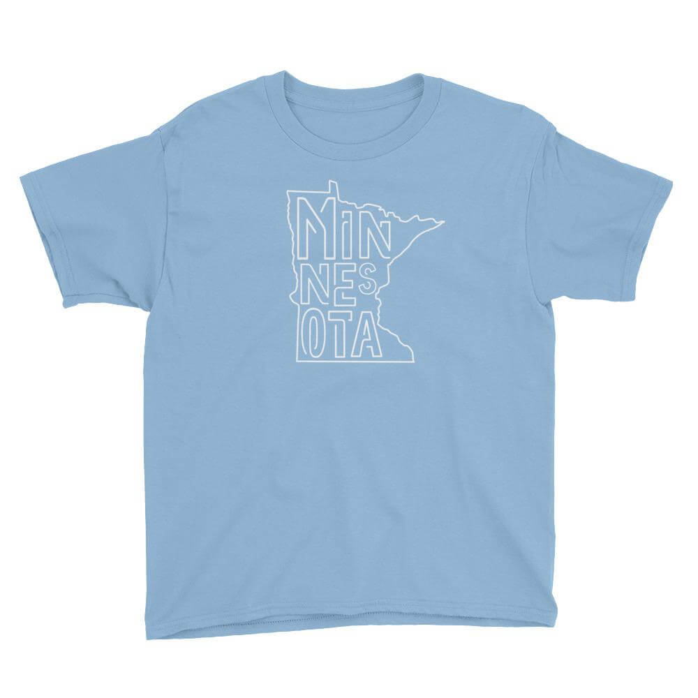 Minnesota State Kids/Youth T-Shirt ThatMNLife T-Shirt Light Blue / XS Minnesota Custom T-Shirts and Gifts