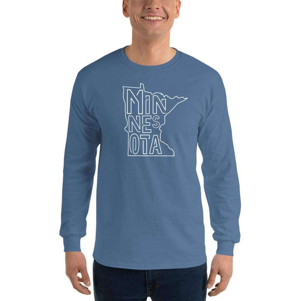 Minnesota State Long Sleeve T-Shirt ThatMNLife Long Sleeve Indigo Blue / S Minnesota Custom T-Shirts and Gifts