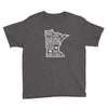 Minnesota State Outdoors (Hike, Canoe, Fish, Hunt, Camp) Youth T-Shirt ThatMNLife T-Shirt Charcoal / XS Minnesota Custom T-Shirts and Gifts