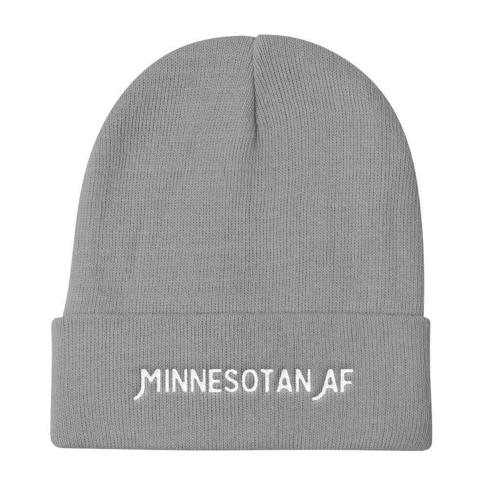 "Minnesotan AF" Beanie Hat ThatMNLife Beanie Gray Minnesota Custom T-Shirts and Gifts