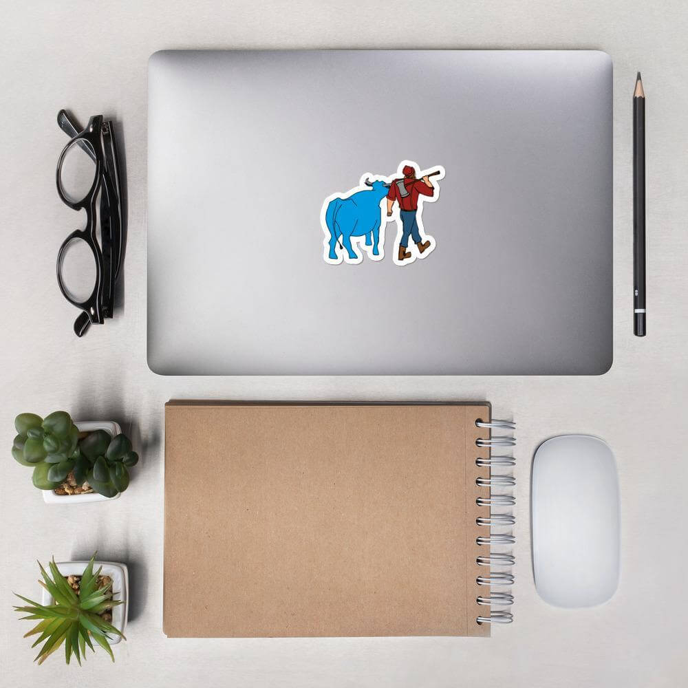 Paul Bunyan & Babe the Blue Ox Laptop Vinyl Sticker ThatMNLife Laptop Stickers Minnesota Custom T-Shirts and Gifts