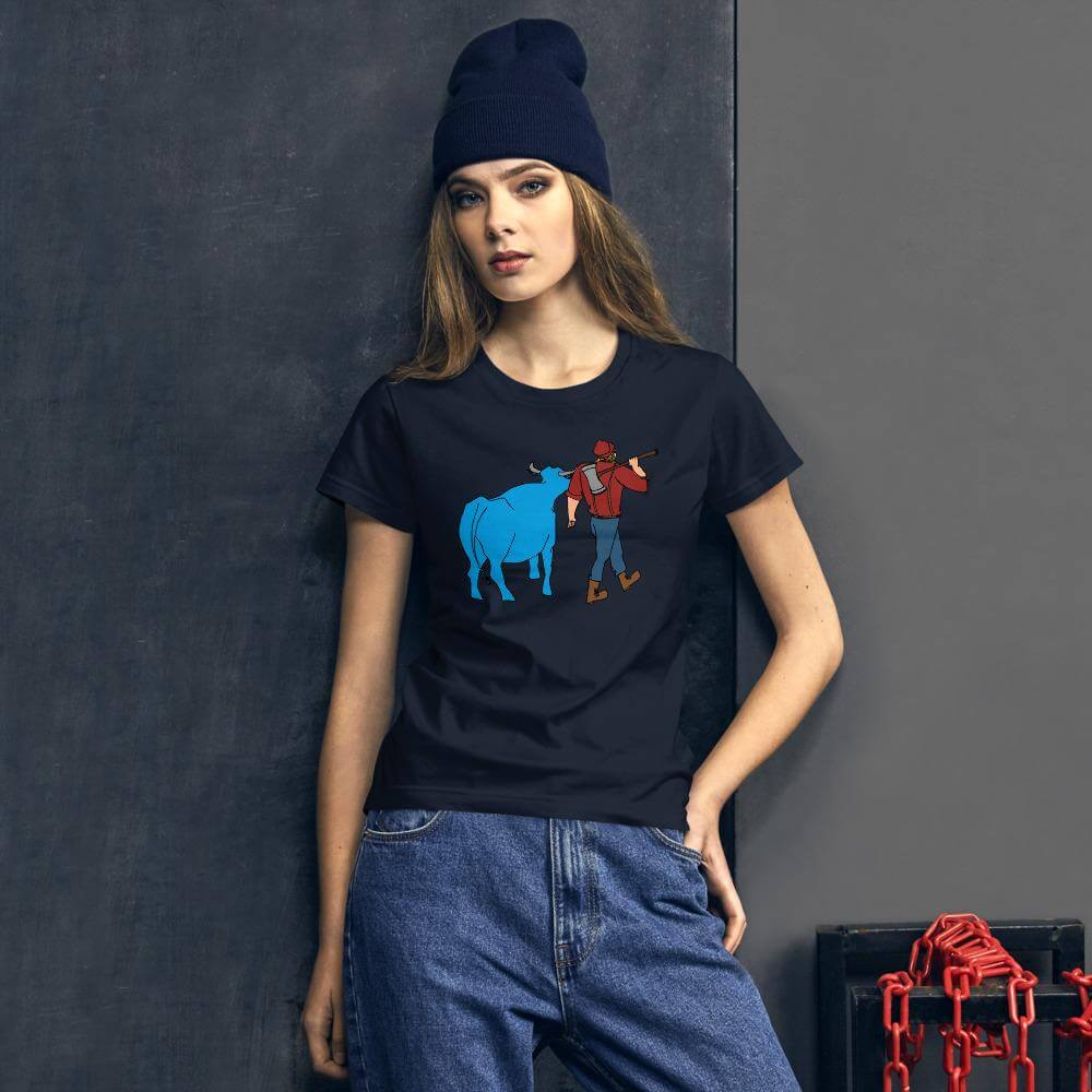 Paul Bunyan/Babe the Blue Ox Women's T-Shirt ThatMNLife T-Shirt Navy / S Minnesota Custom T-Shirts and Gifts