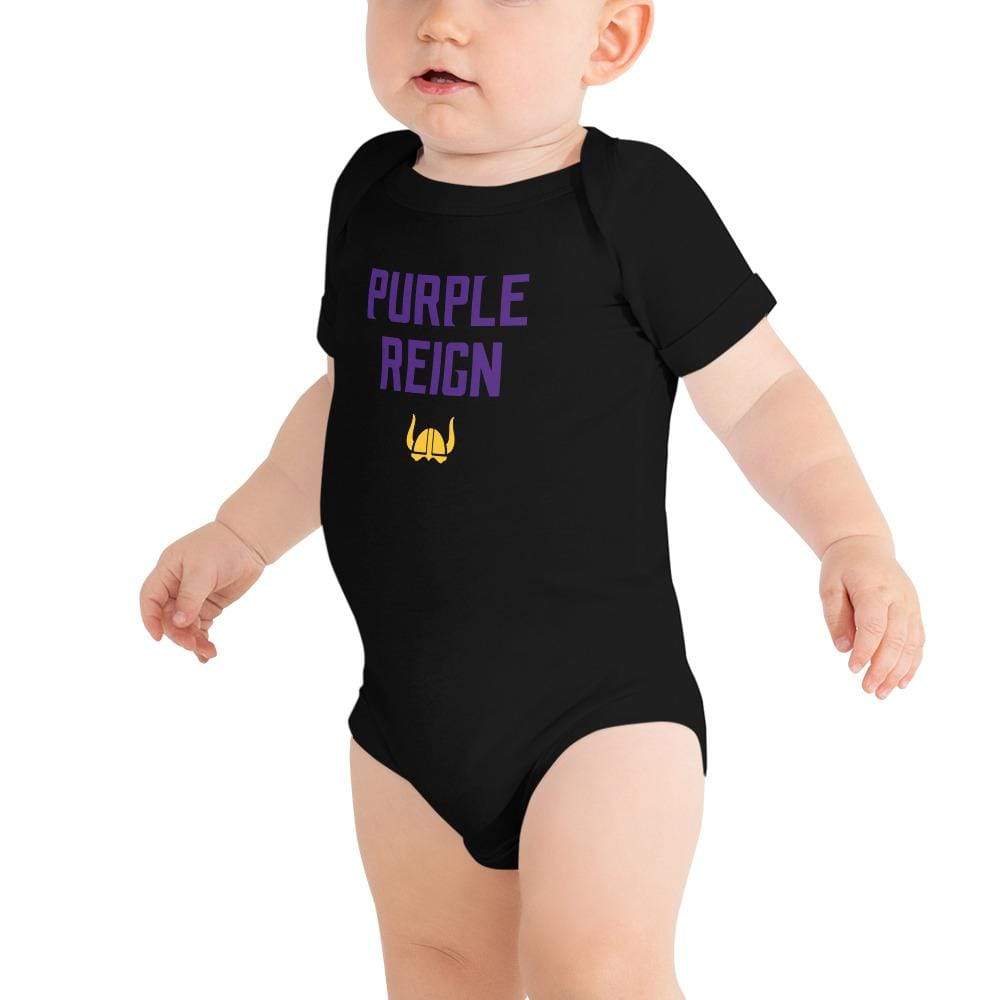 Purple Reign Minnesota Vikings Football Fan Skol Toddler Baby Short Sleeve Onesie ThatMNLife Black / 3-6m Minnesota Custom T-Shirts and Gifts