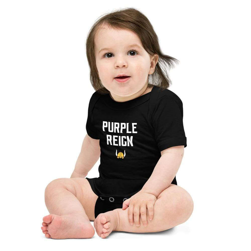 Purple Reign Minnesota Vikings Football Fan Skol Toddler Baby Short Sleeve Onesie ThatMNLife Black / 3-6m Minnesota Custom T-Shirts and Gifts