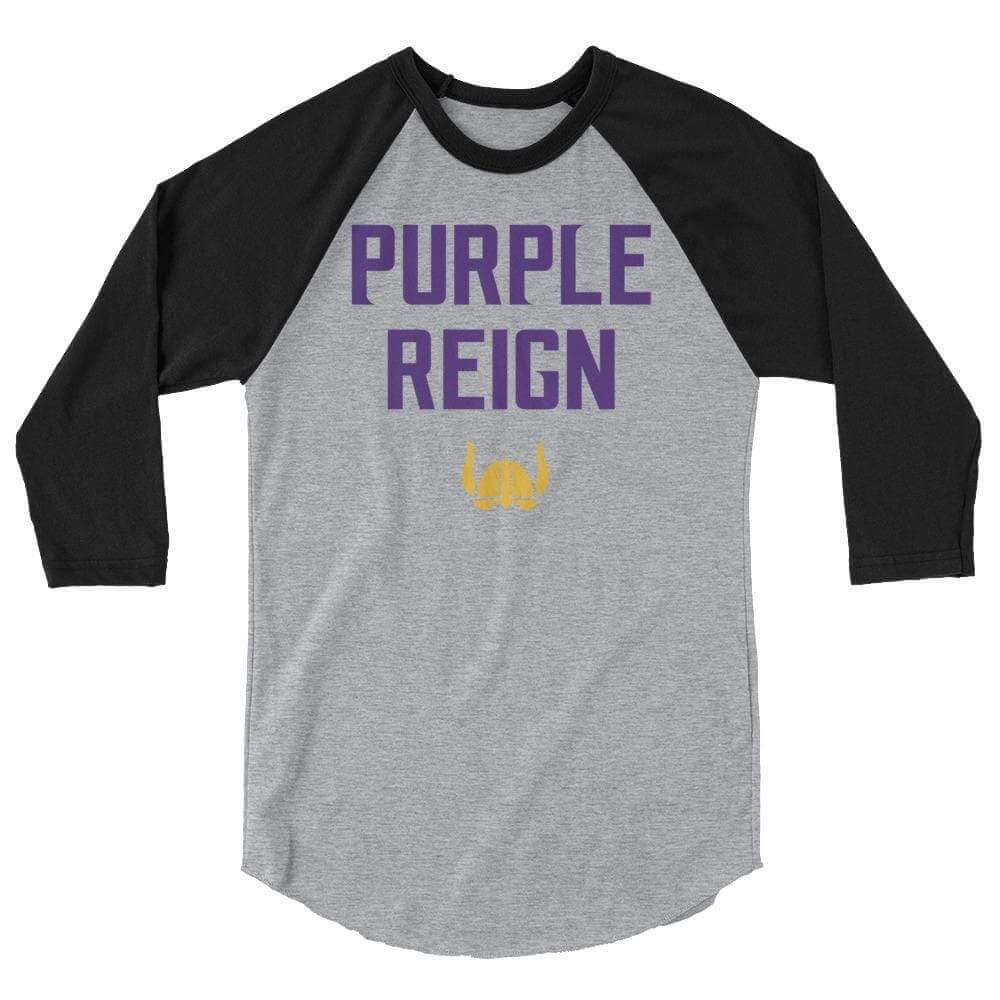 Purple Reign Minnesota Vikings Men's/Unisex Raglan ThatMNLife Long Sleeve Grey/Black / XS Minnesota Custom T-Shirts and Gifts